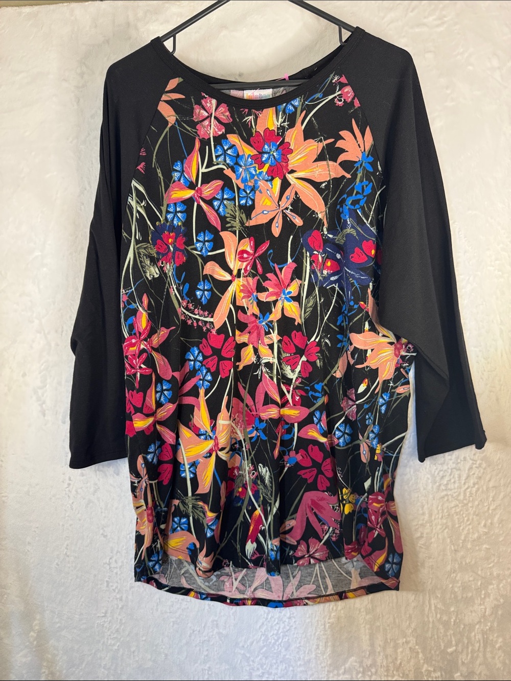 Lularoe Randy Floral Print Raglan Sleeve Tunic Top 3x